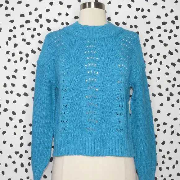 Free People Blue Bell Song Pullover Knit Cropped Sweater - Picture 5 of 12